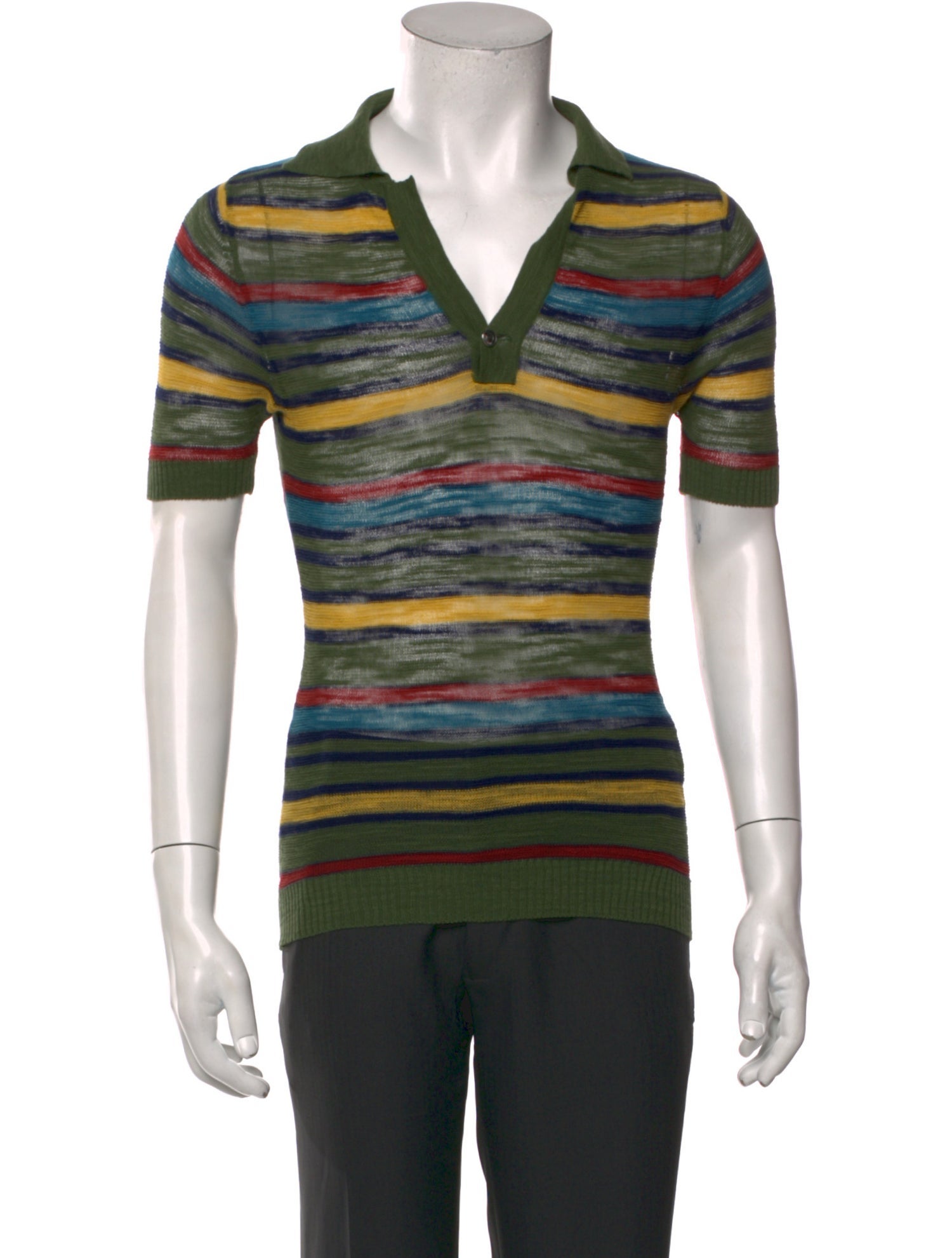 Jacquemus Striped V-Neck Polo Shirt