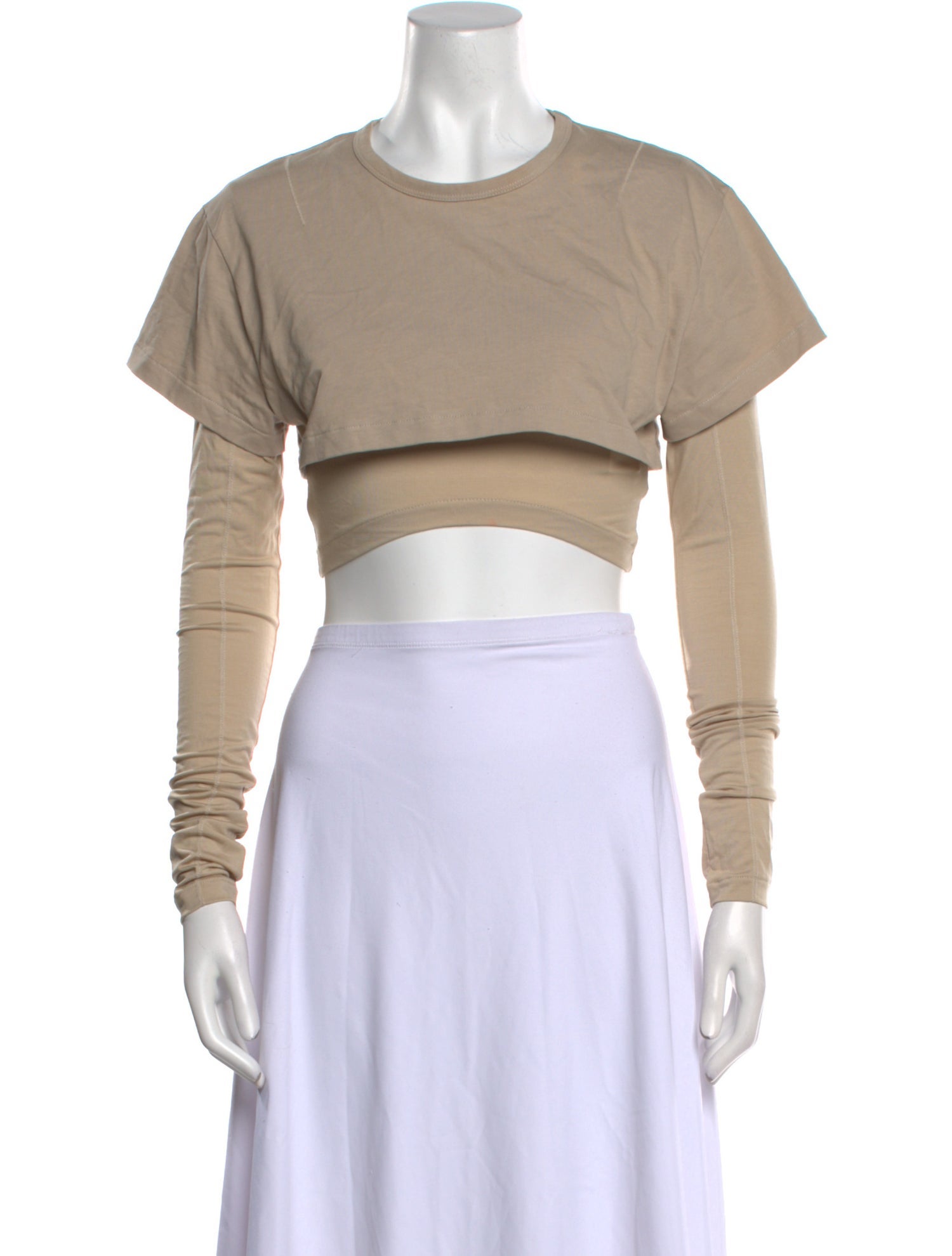 Jacquemus Crew Neck Long Sleeve Crop Top