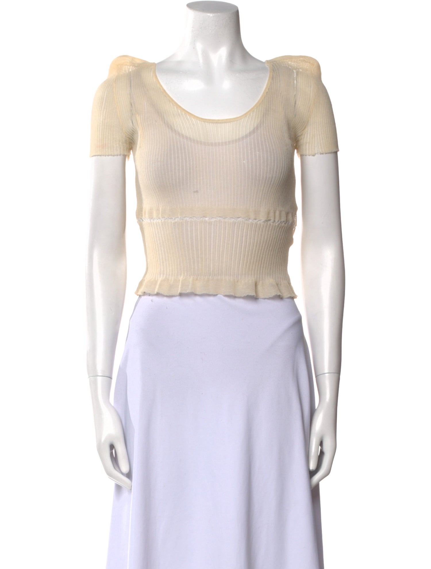 Jacquemus Scoop Neck Short Sleeve Crop Top