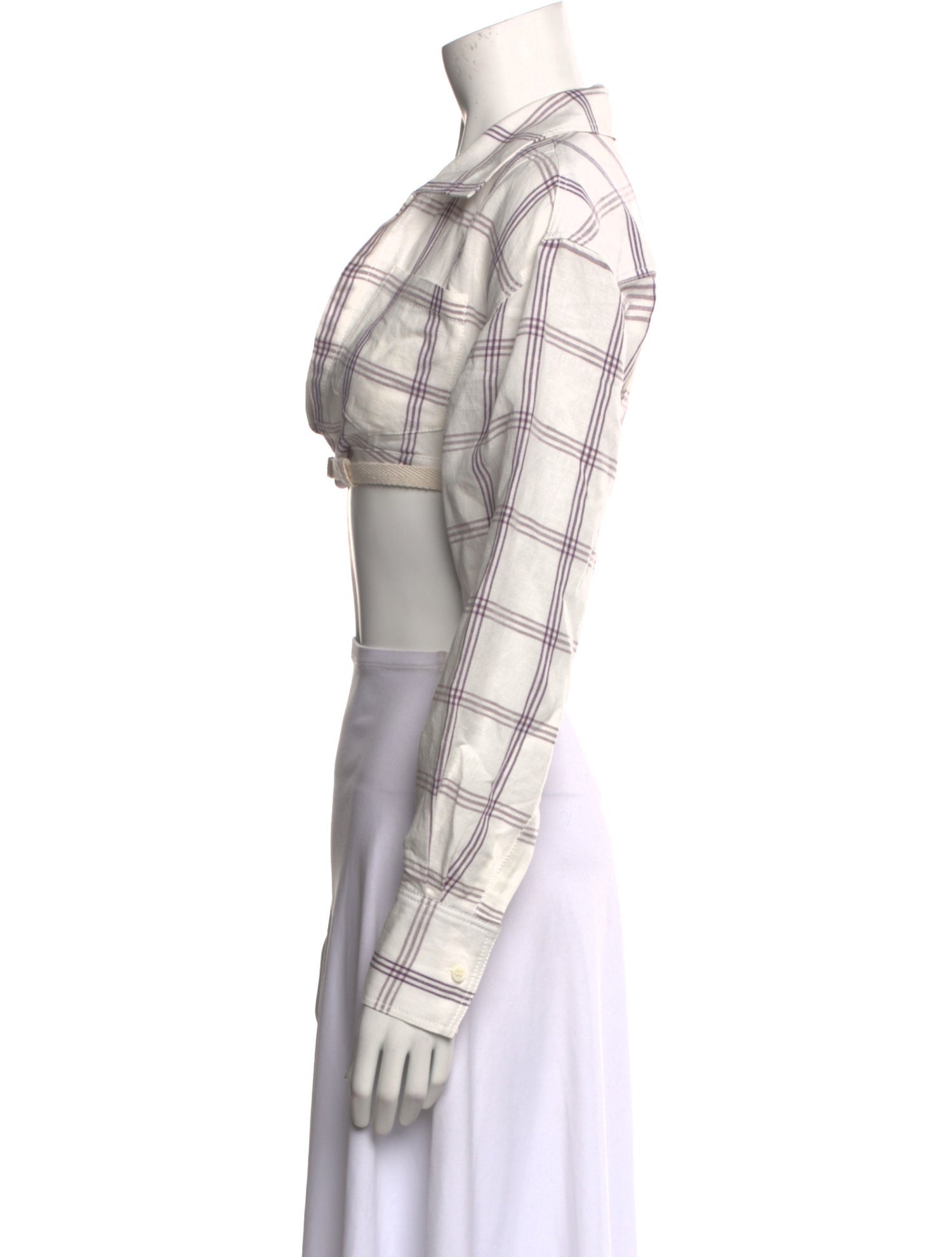 Jacquemus Linen Plaid Print Crop Top