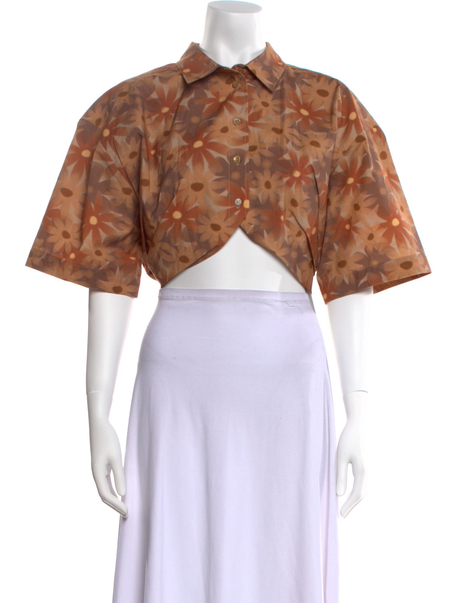 Jacquemus Printed Short Sleeve Crop Top