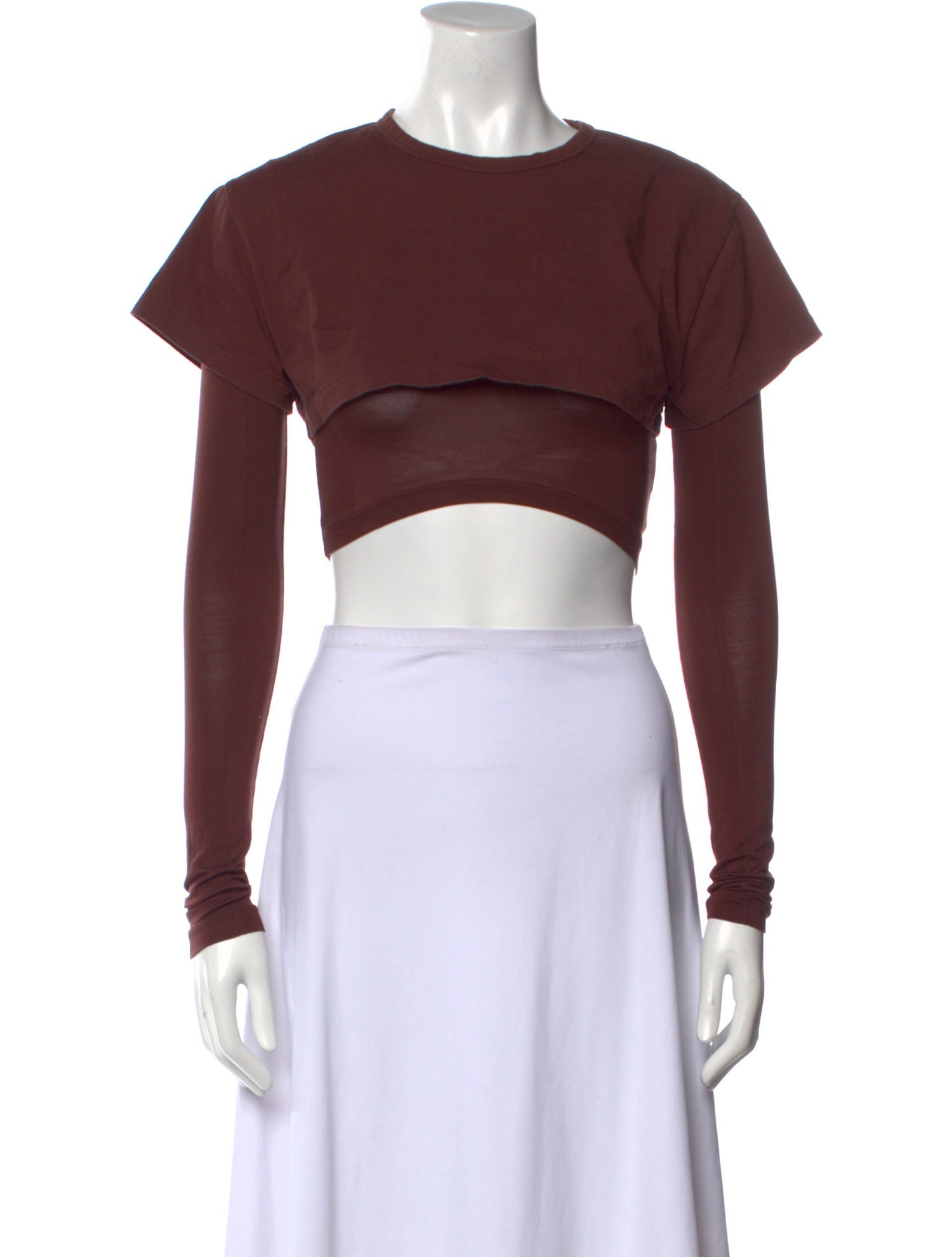 Jacquemus Crew Neck Long Sleeve Crop Top