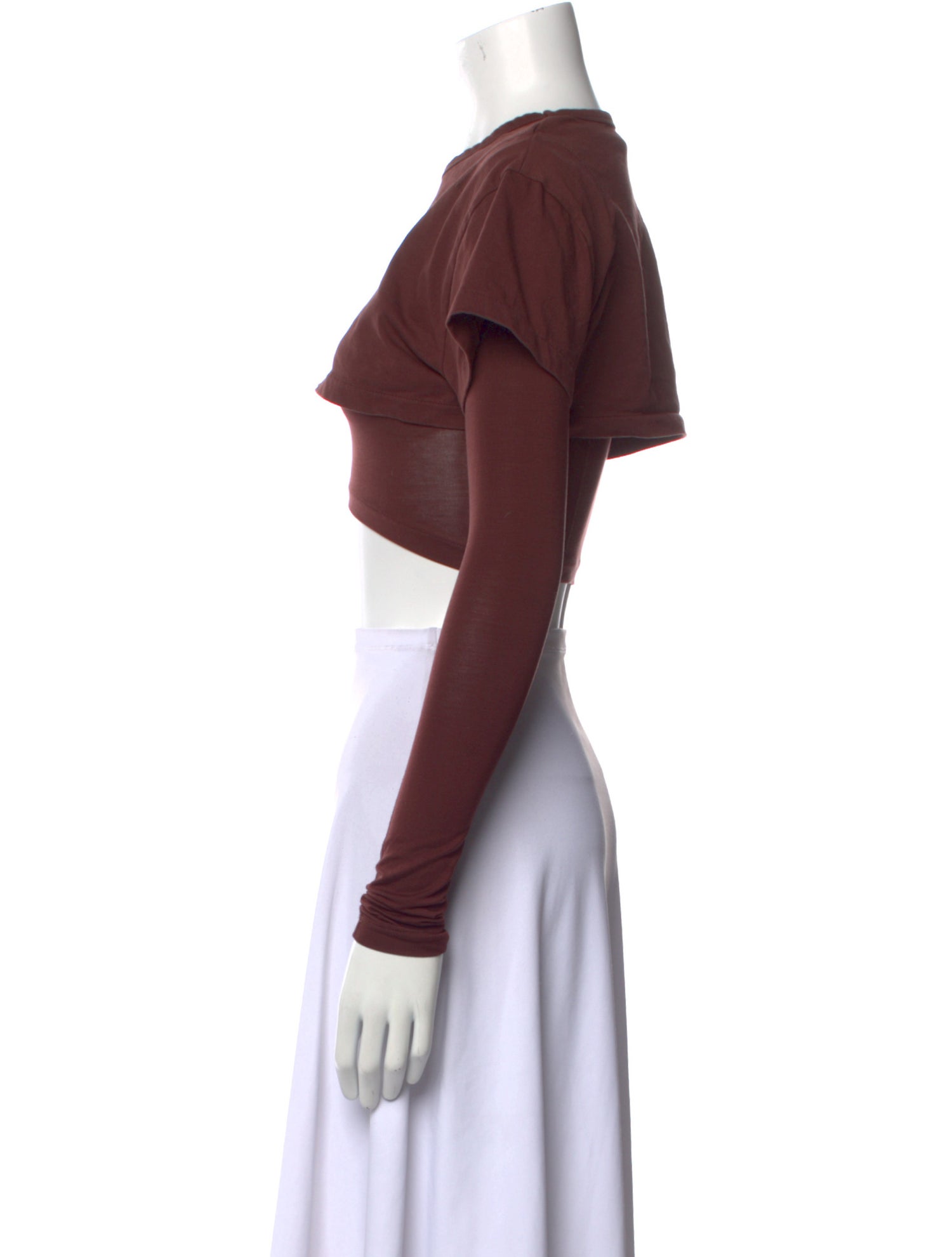 Jacquemus Crew Neck Long Sleeve Crop Top