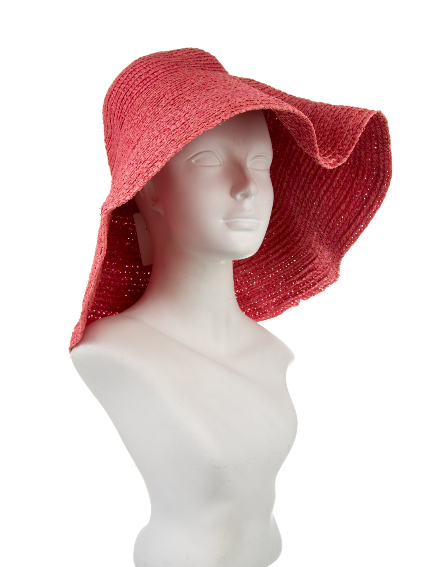 Jacquemus Pink Raffia Wide Brim Baja Hat w/ Braided Accent Throughout