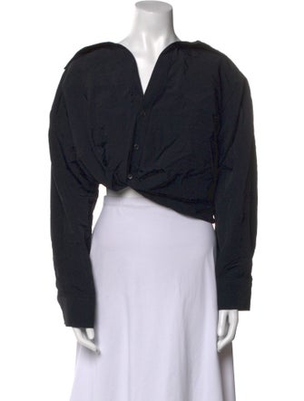 Jacquemus V-Neck Long Sleeve Crop Top