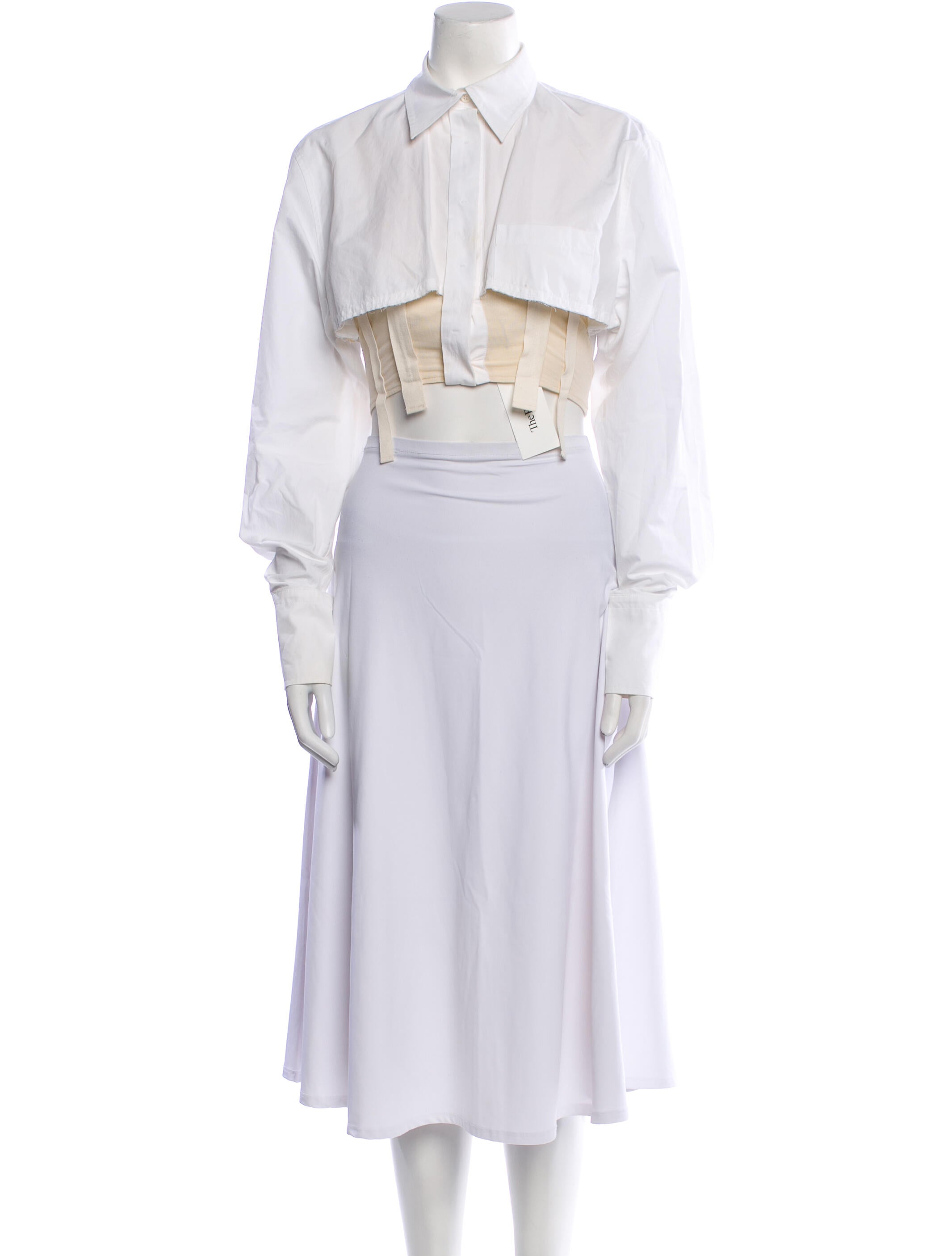 Jacquemus Tie Neck Long Sleeve Crop Top