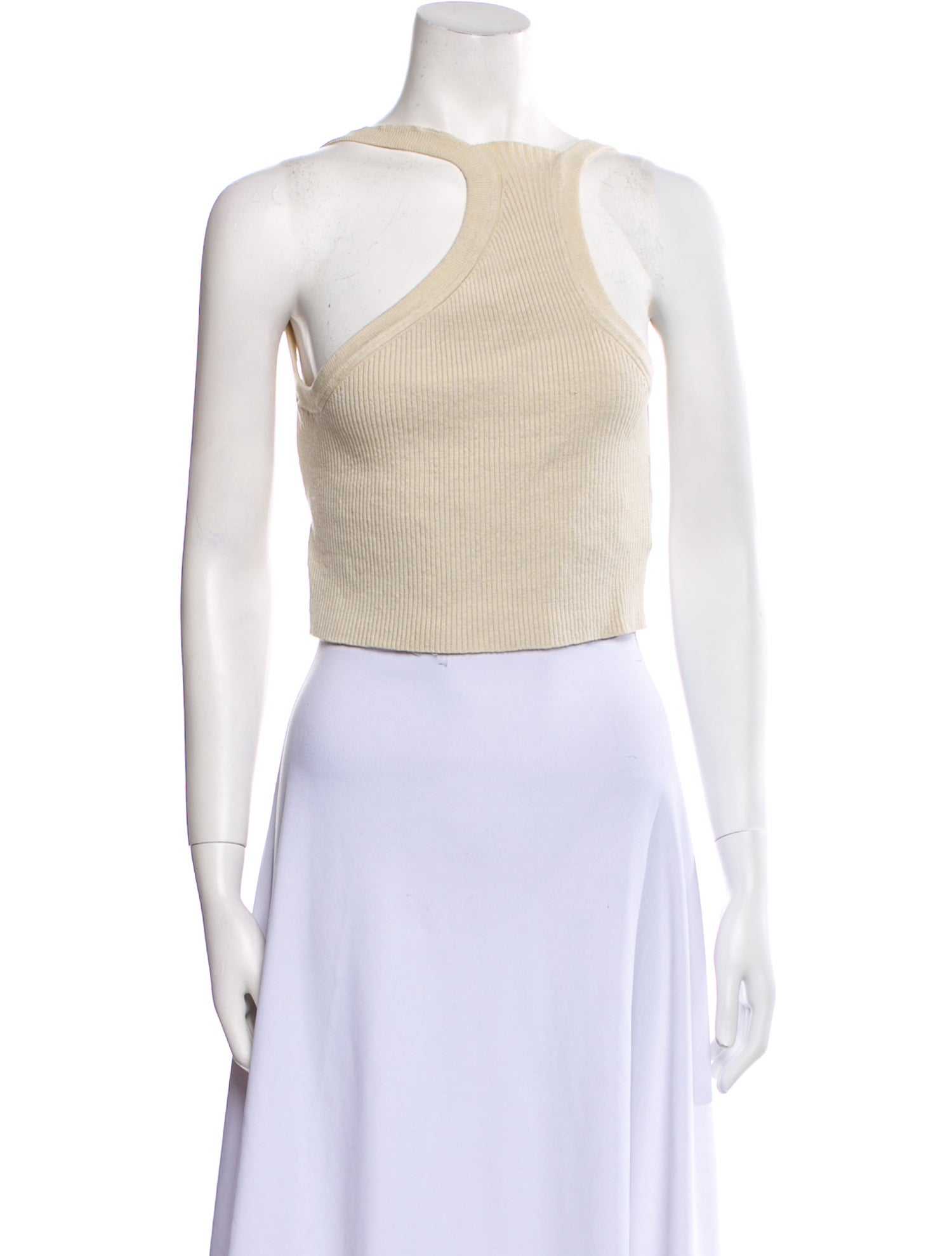 Jacquemus Linen One-Shoulder Crop Top
