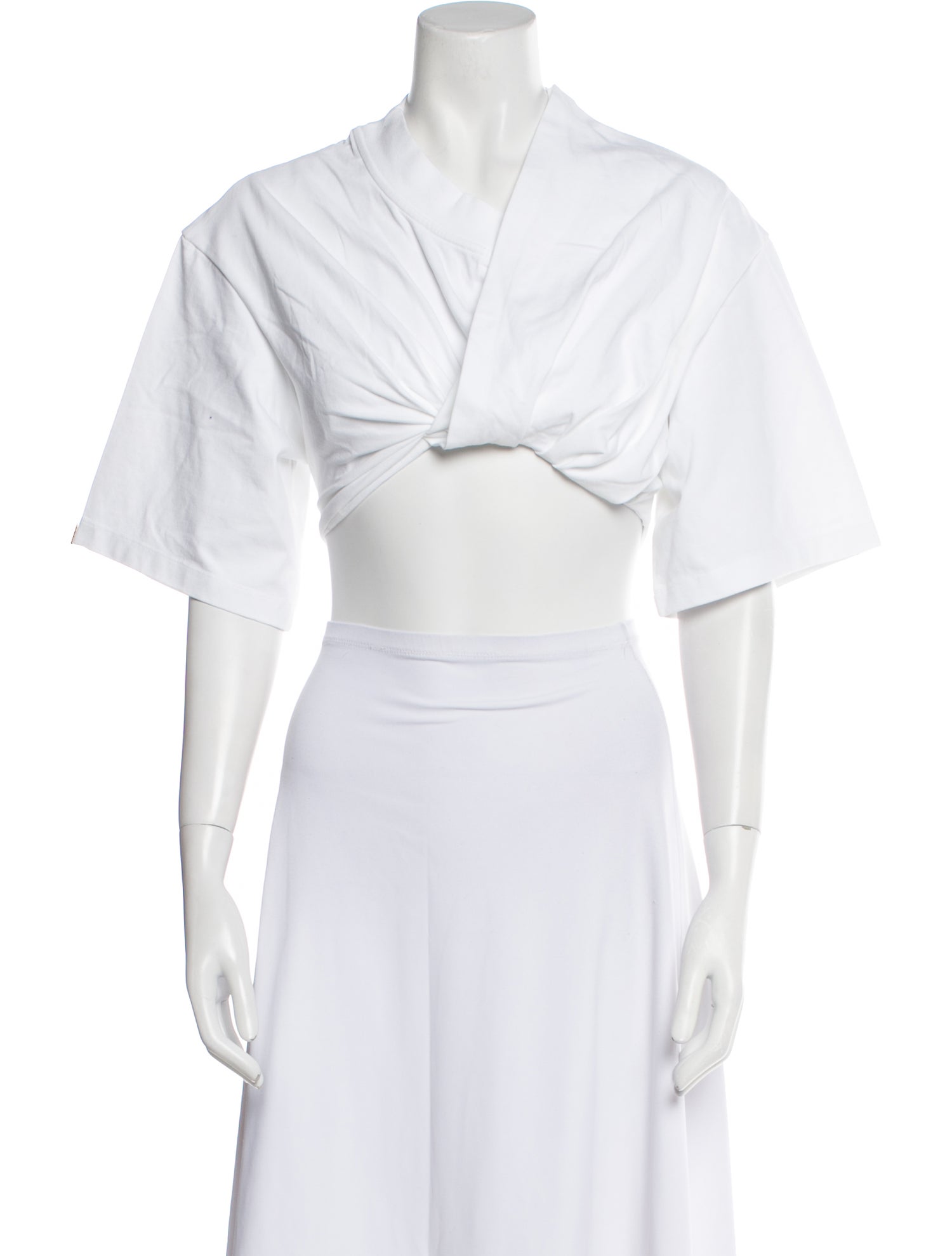 Jacquemus V-Neck Short Sleeve Crop Top