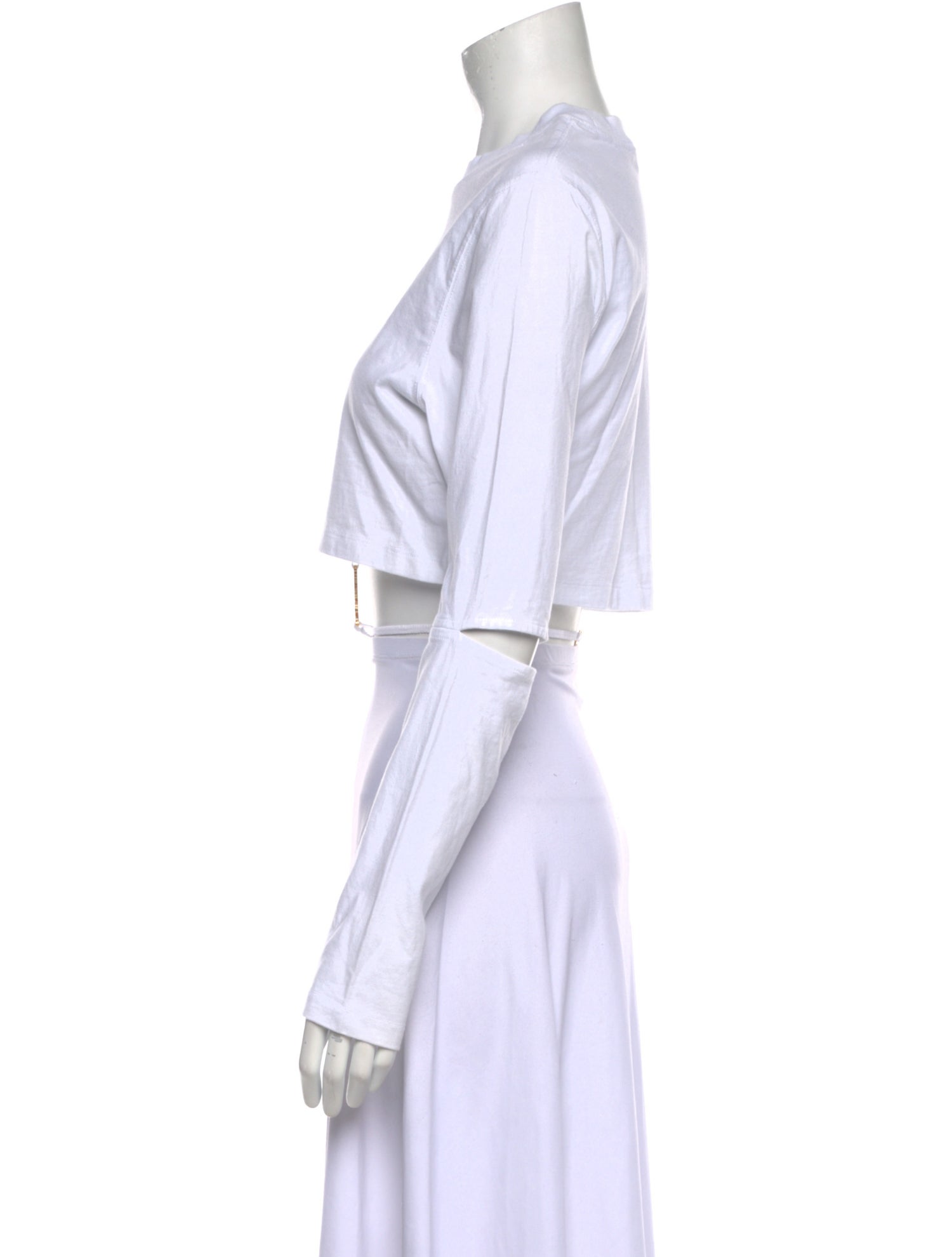 Jacquemus Crew Neck Long Sleeve Crop Top