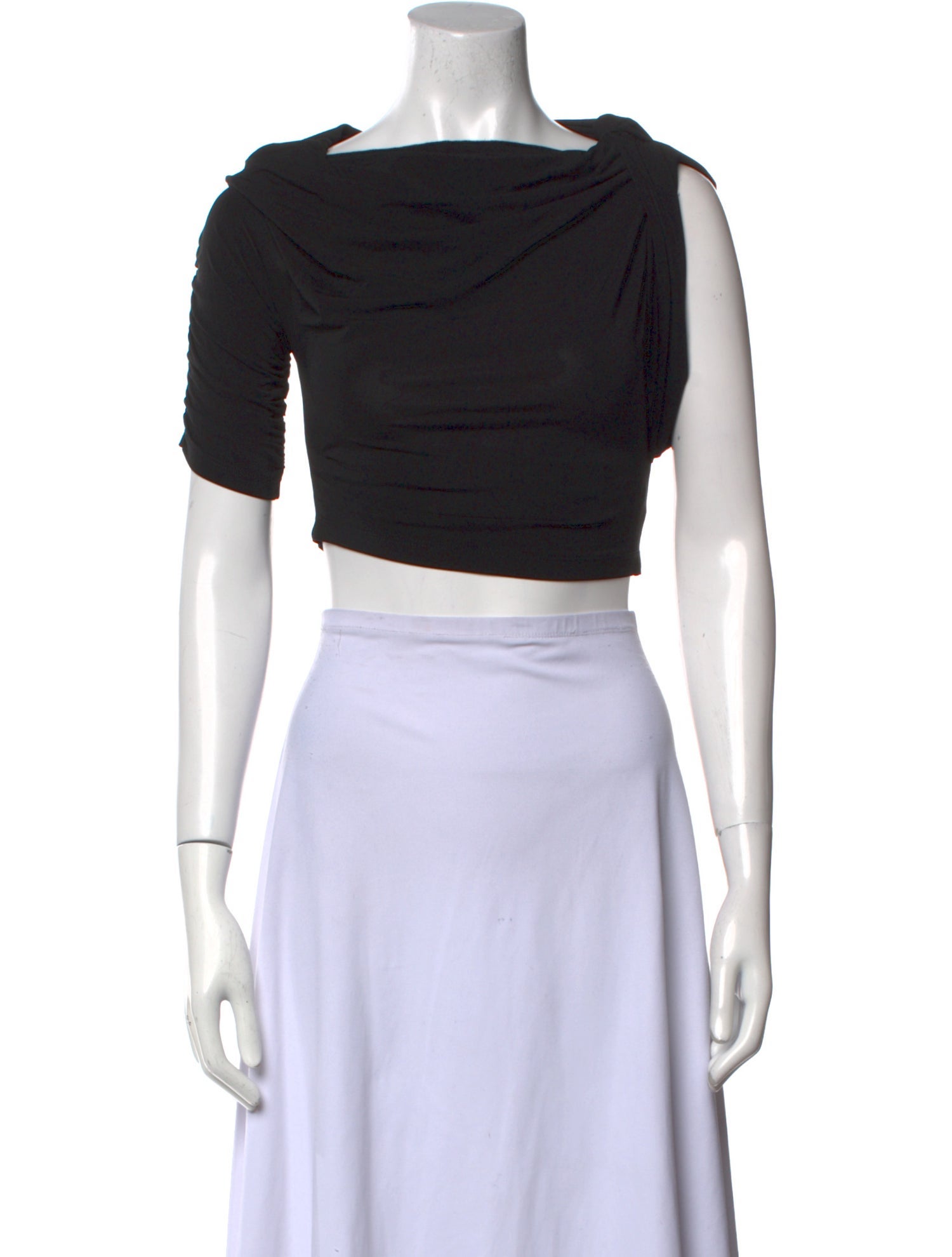 Jacquemus Bateau Neckline Short Sleeve Crop Top