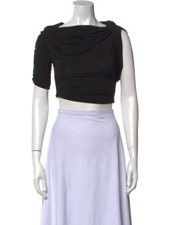 Jacquemus Bateau Neckline Short Sleeve Crop Top