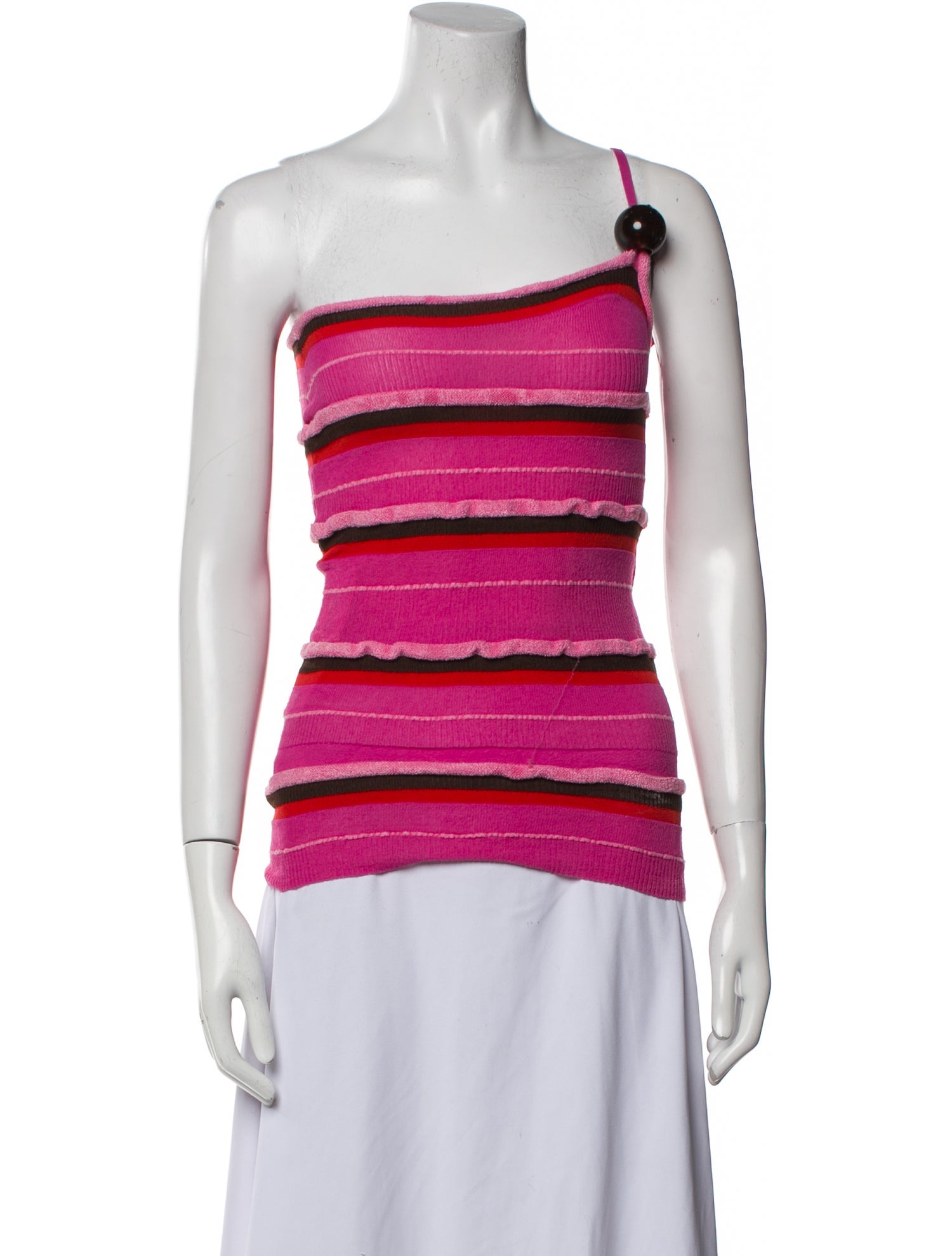 Jacquemus Striped One-Shoulder Top