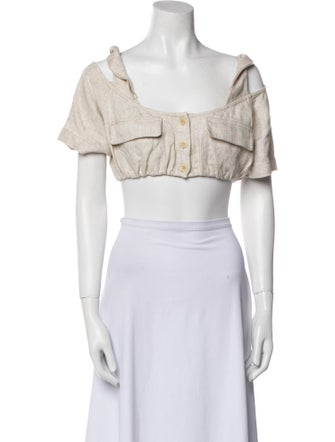 Jacquemus Square Neckline Short Sleeve Crop Top