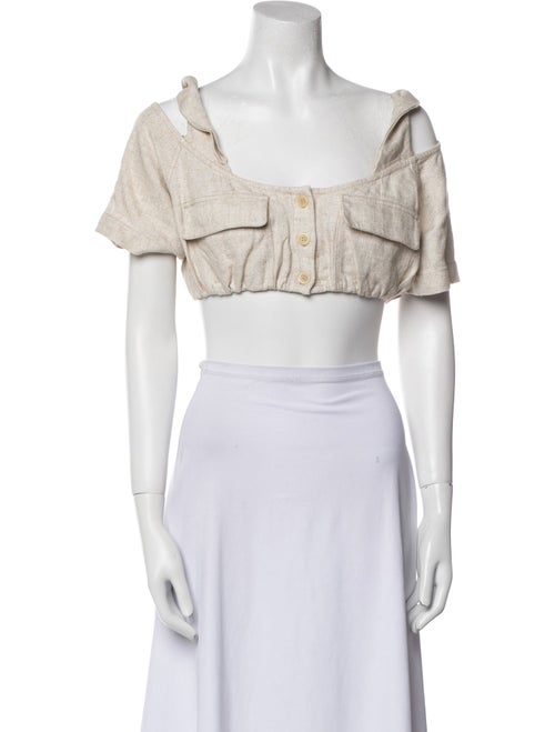 Jacquemus Square Neckline Short Sleeve Crop Top