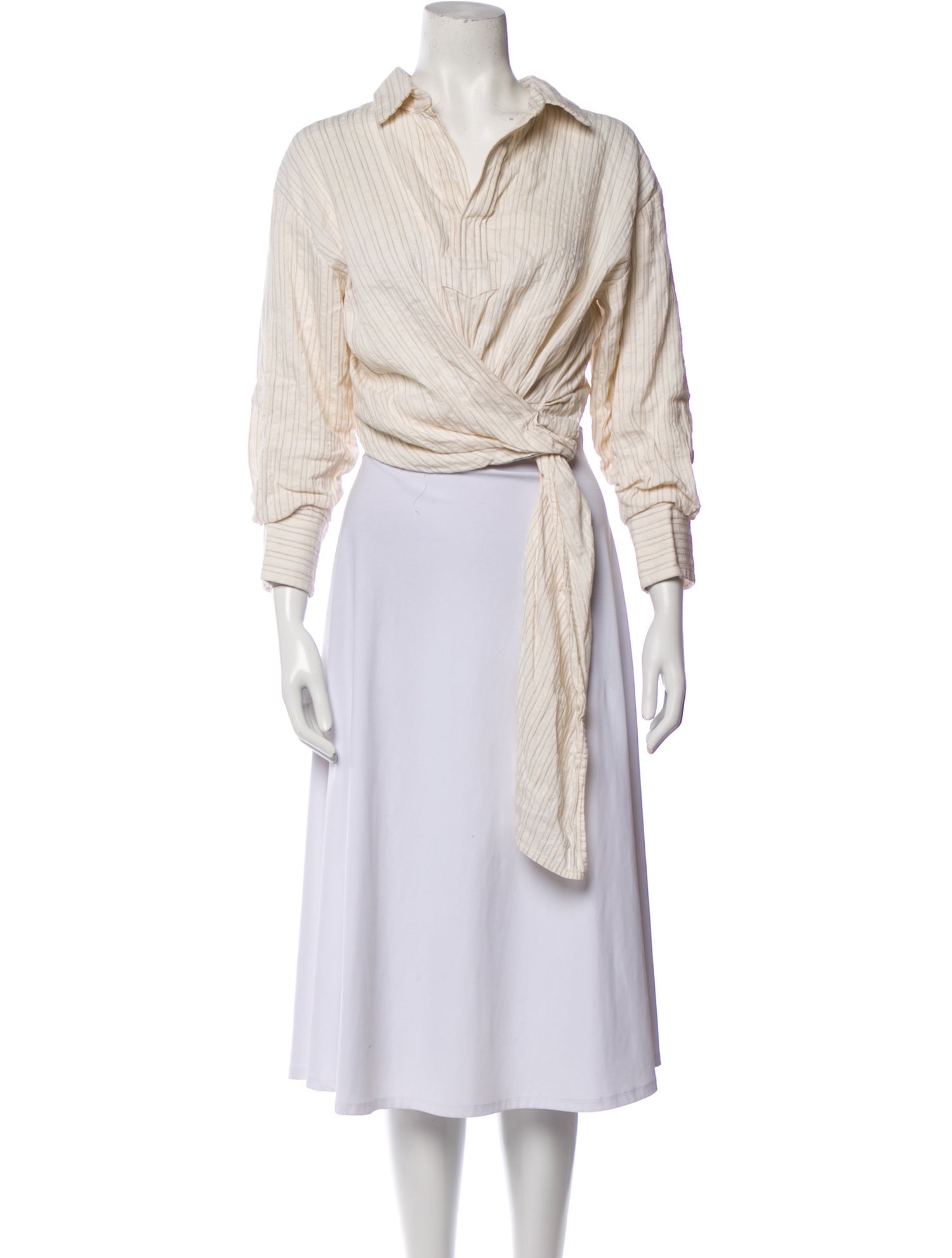 Jacquemus Linen Three-Quarter Sleeve Crop Top