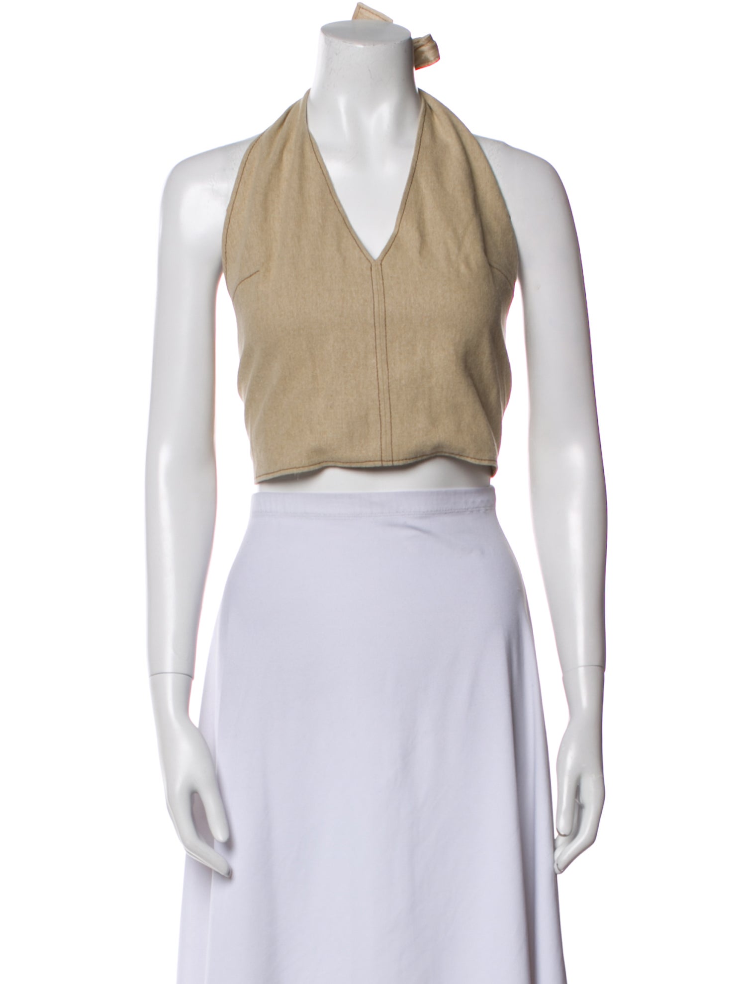 Jacquemus Linen V-Neck Crop Top