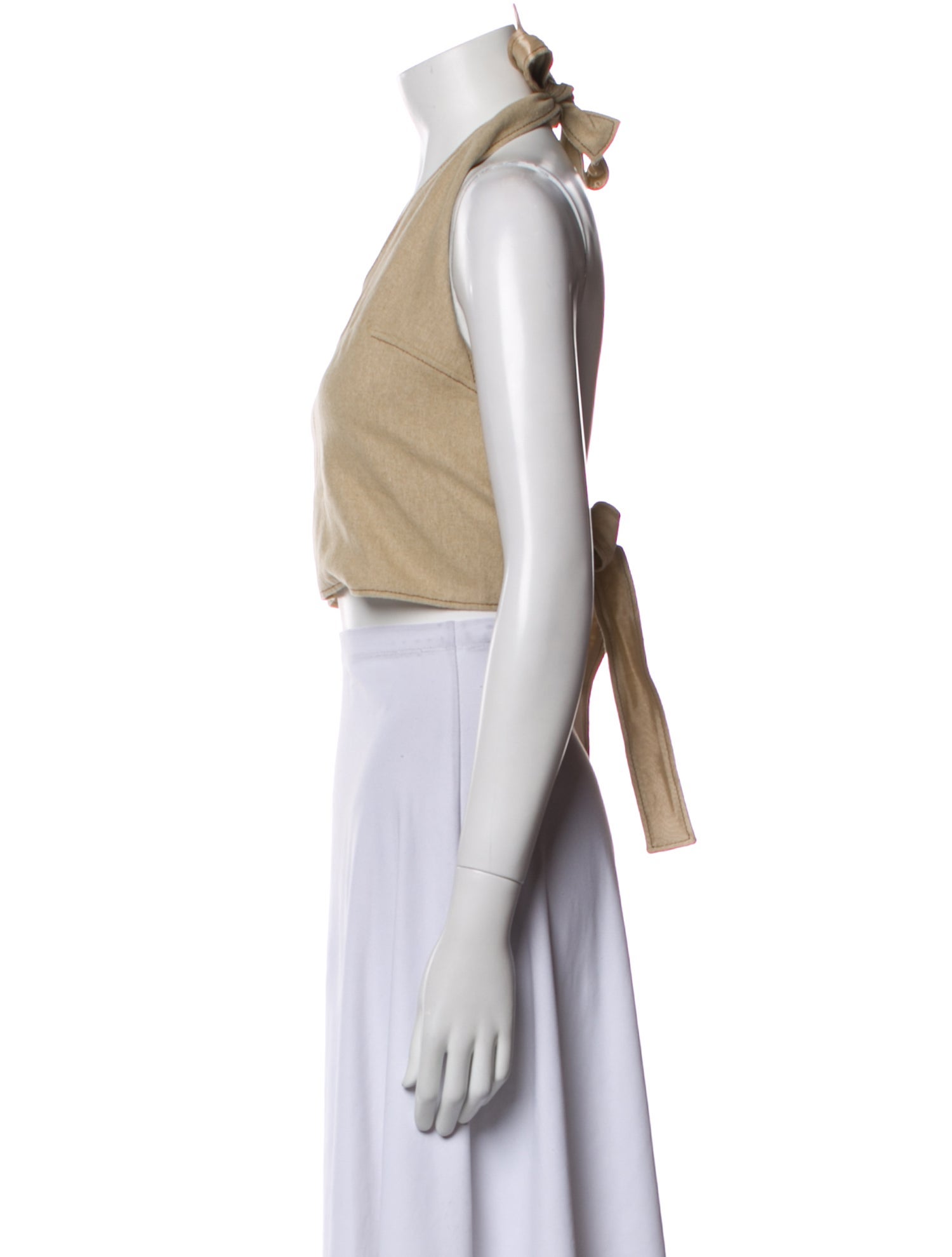 Jacquemus Linen V-Neck Crop Top