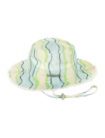 Jacquemus Cotton Neutral Pattern Print Baja Hat w/ Drawstring Closure