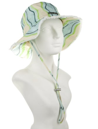 Jacquemus Cotton Neutral Pattern Print Baja Hat w/ Drawstring Closure