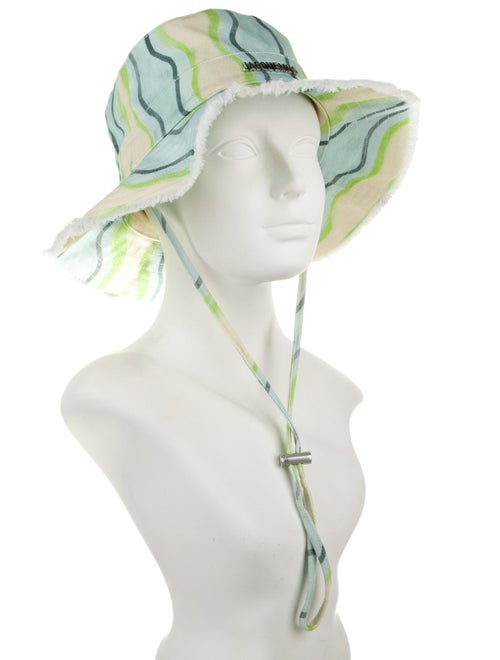 Jacquemus Cotton Neutral Pattern Print Baja Hat w/ Drawstring Closure