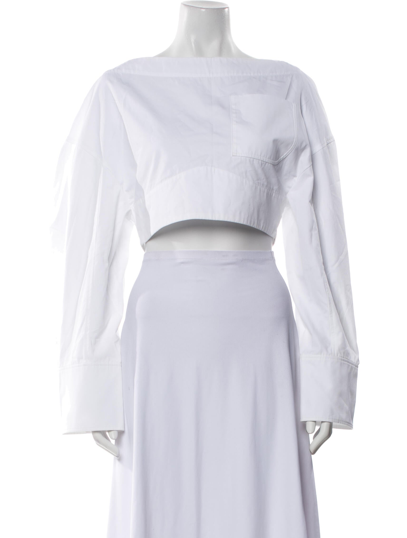 Jacquemus Bateau Neckline Long Sleeve Crop Top