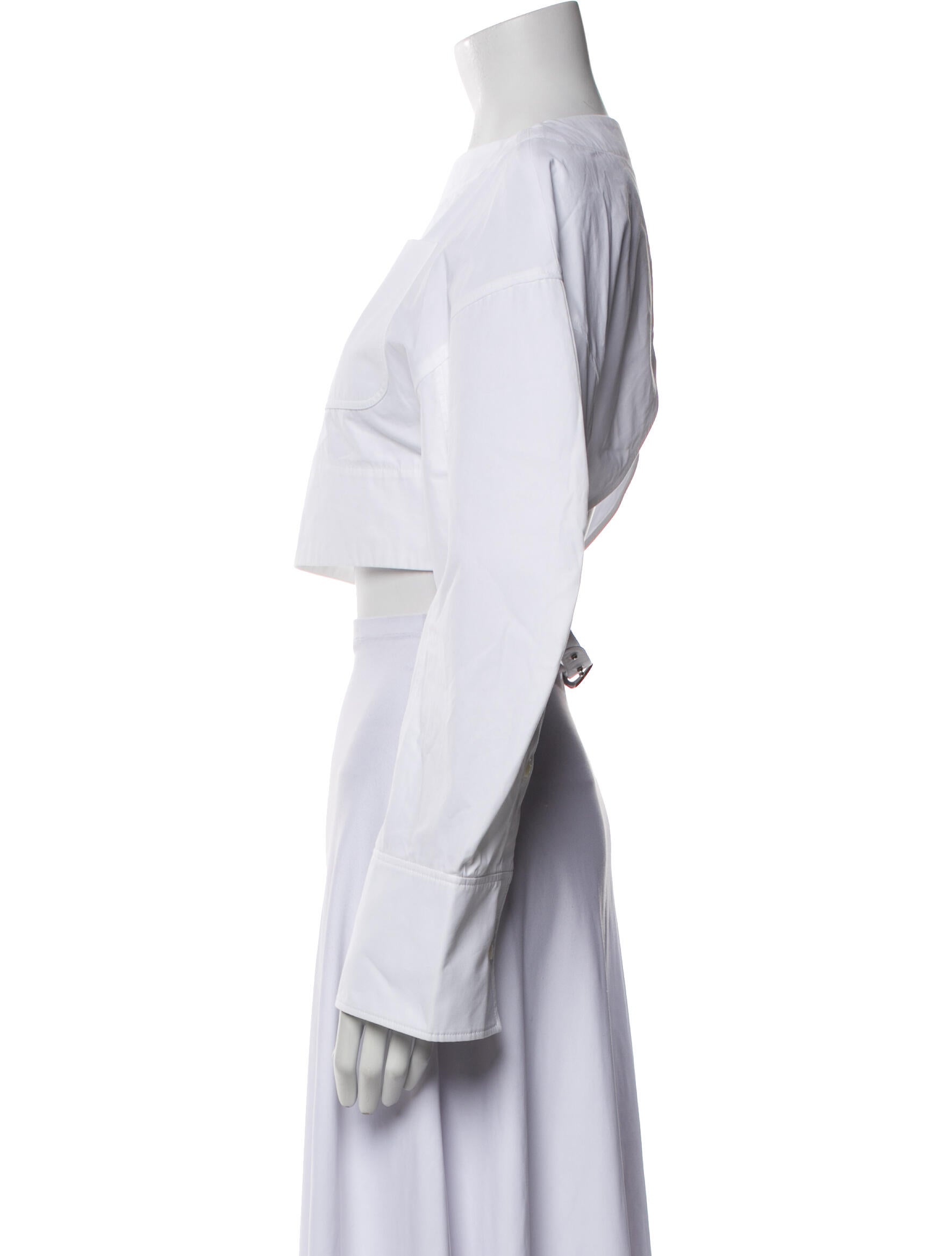 Jacquemus Bateau Neckline Long Sleeve Crop Top