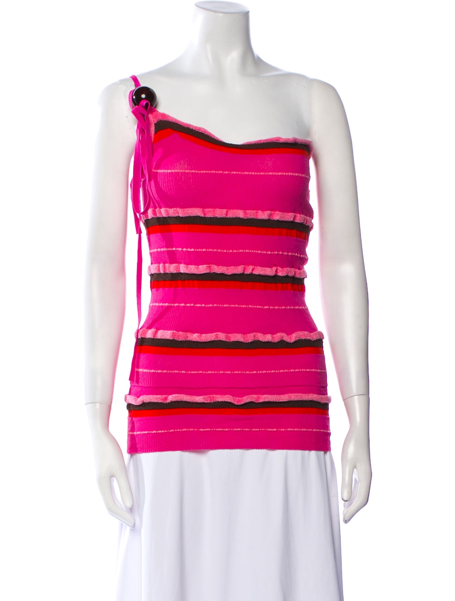 Jacquemus Striped One-Shoulder Top