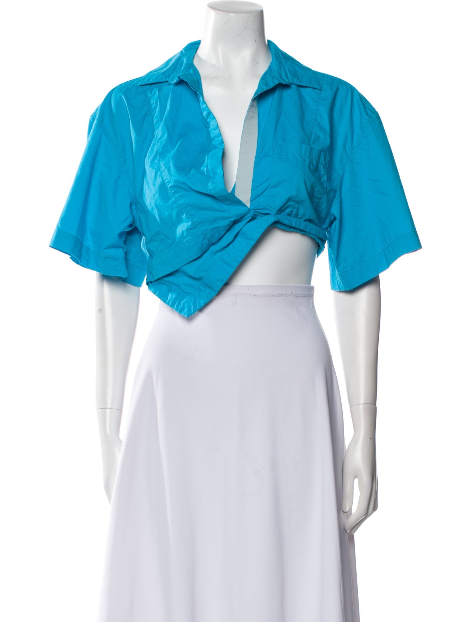 Jacquemus V-Neck Short Sleeve Crop Top