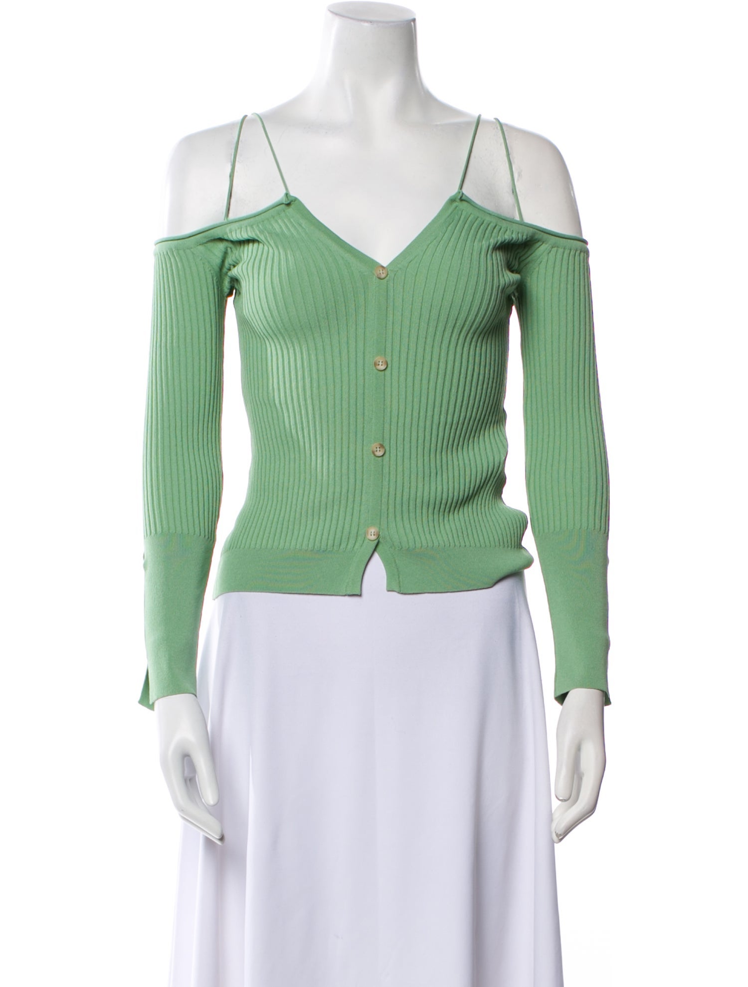 Jacquemus V-Neck Long Sleeve Crop Top