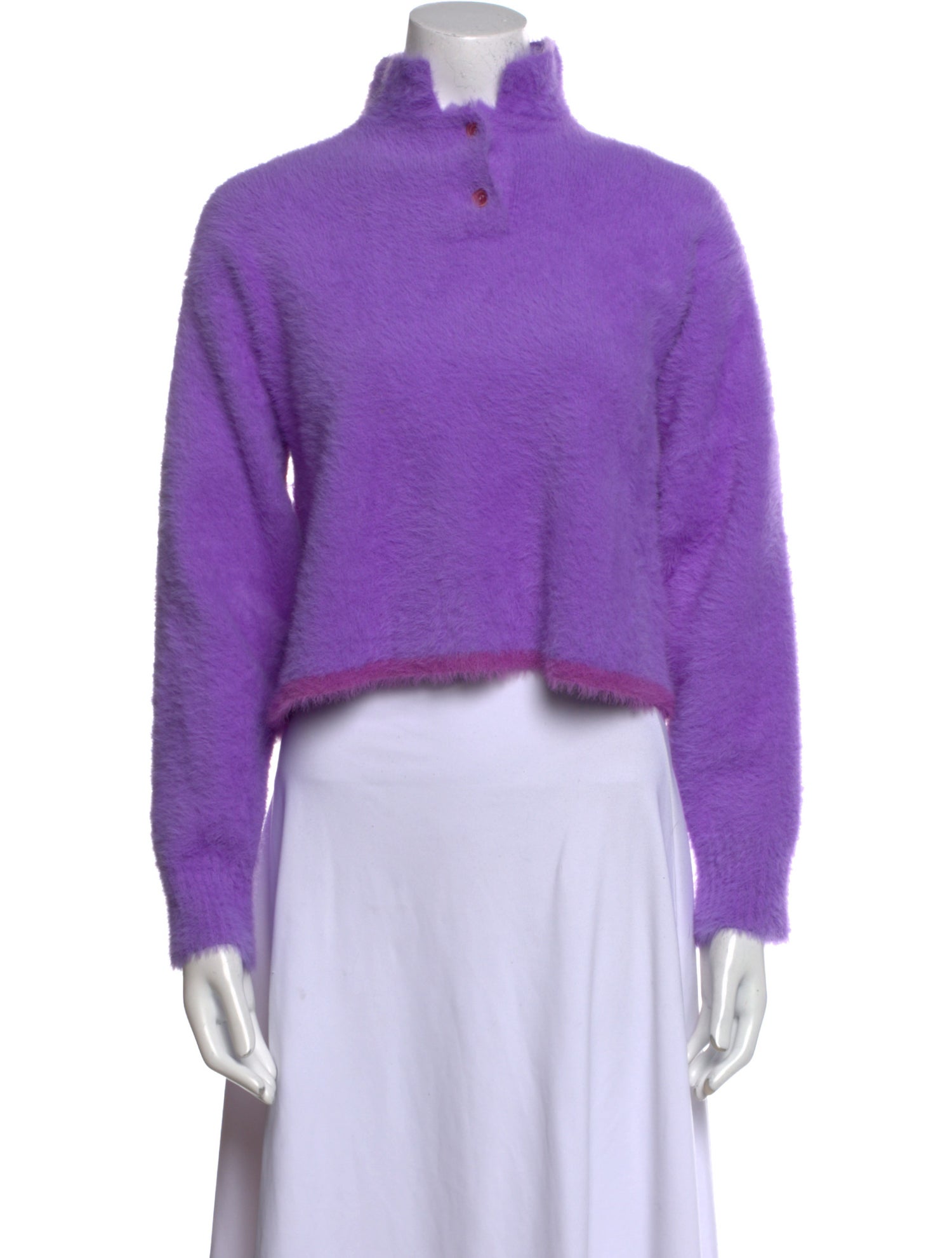 Jacquemus Faux Fur Mock Neck Crop Top