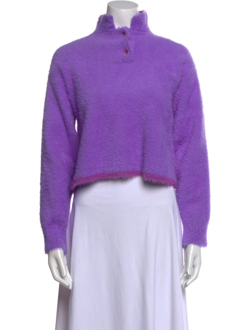 Jacquemus Faux Fur Mock Neck Crop Top