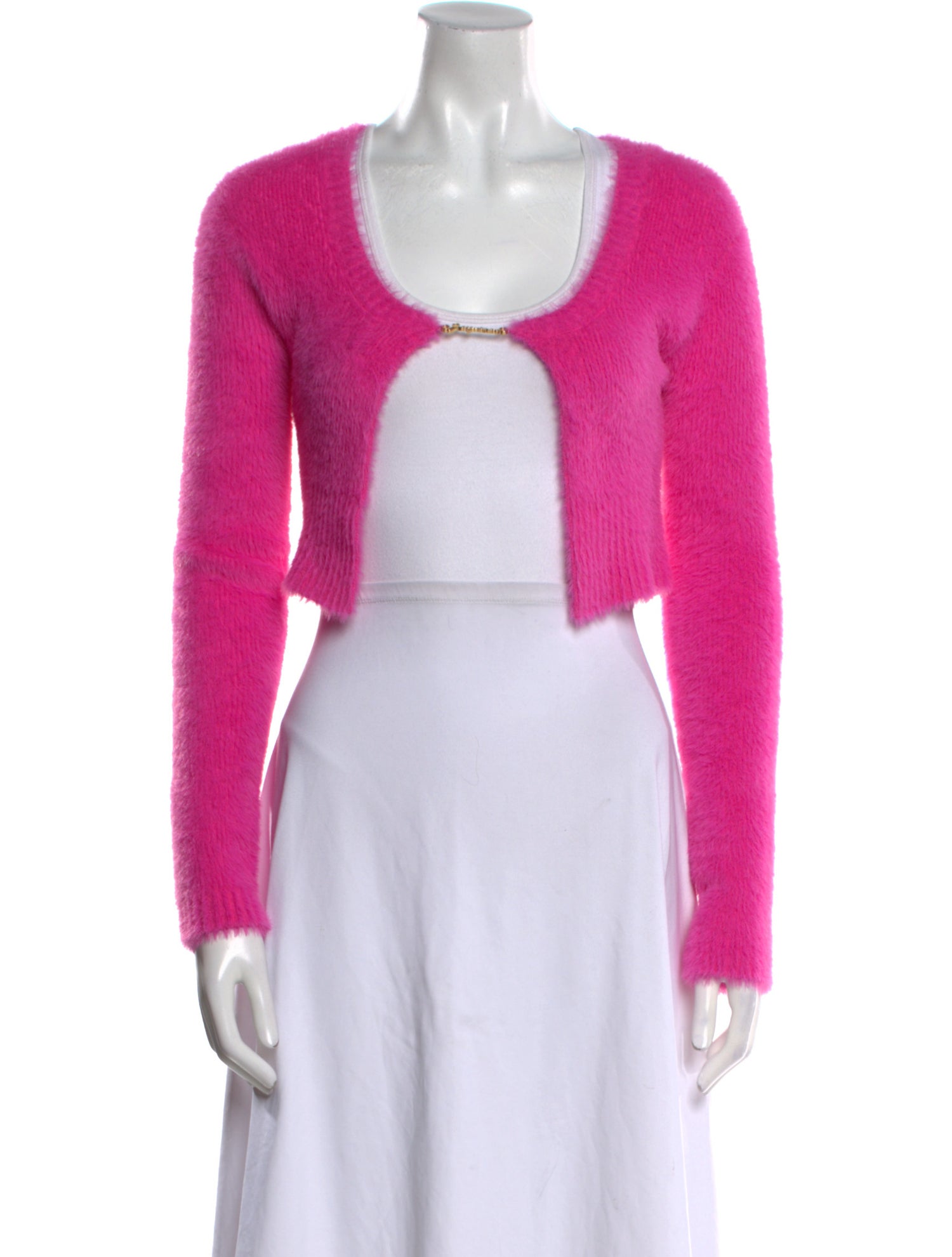 Jacquemus Faux Fur Scoop Neck Crop Top