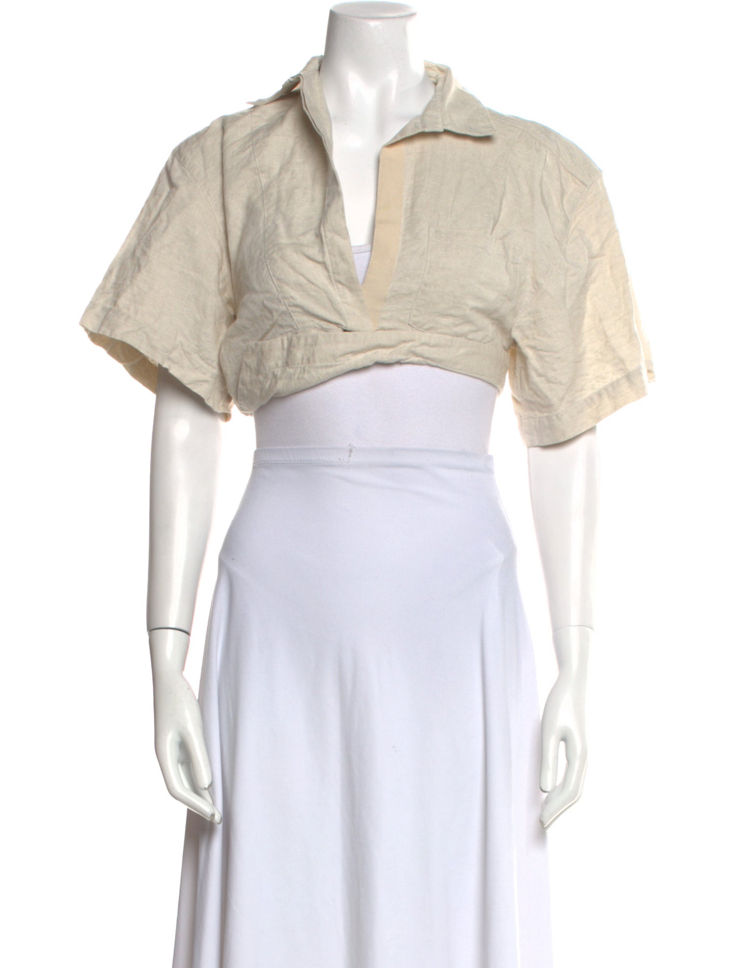 Jacquemus Linen V-Neck Crop Top