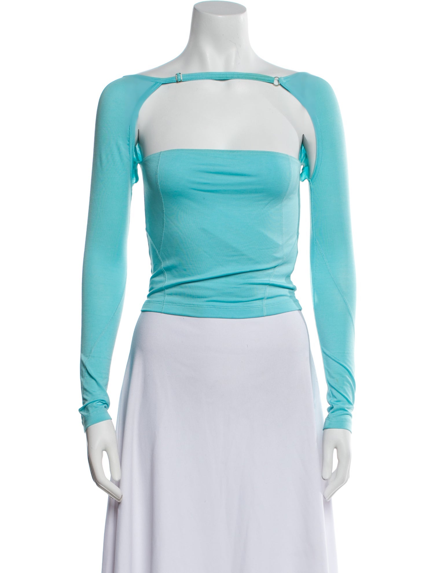 Jacquemus Square Neckline Long Sleeve Crop Top