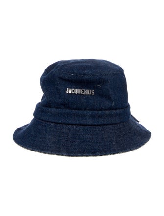 Jacquemus Blue cotton Jacquemus Bucket Hat with bow embellishment. Designer size 58
