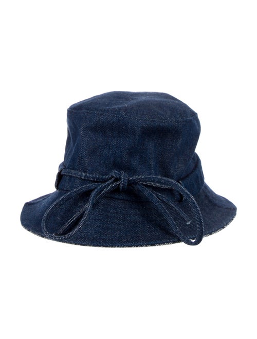 Jacquemus Blue cotton Jacquemus Bucket Hat with bow embellishment. Designer size 58