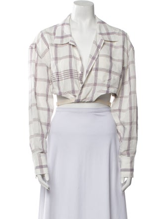 Jacquemus Plaid Print V-Neck Crop Top