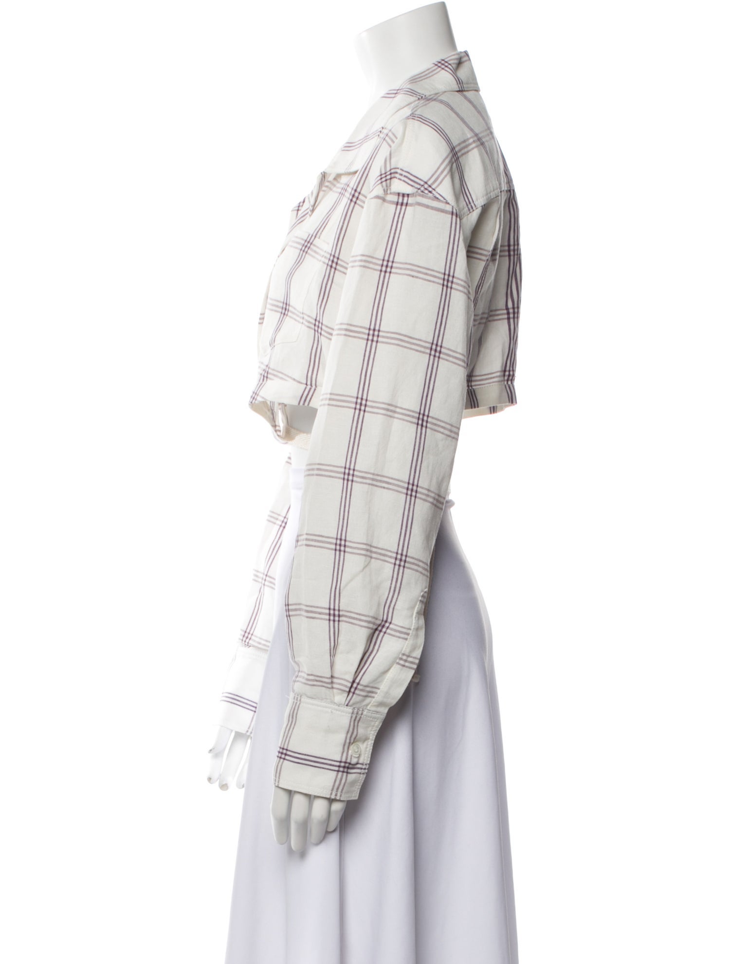 Jacquemus Plaid Print V-Neck Crop Top