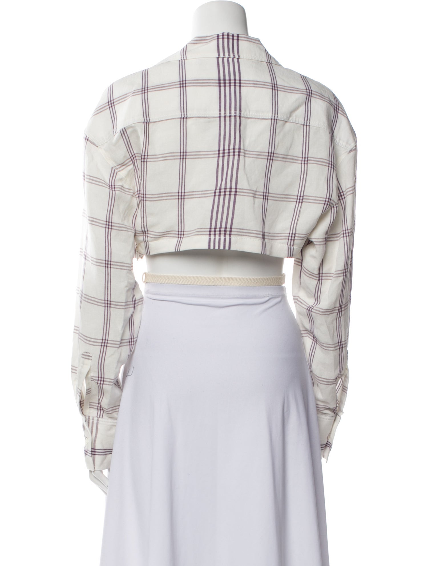 Jacquemus Plaid Print V-Neck Crop Top
