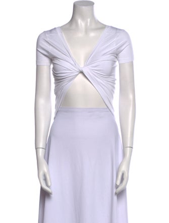 Jacquemus V-Neck Short Sleeve Crop Top