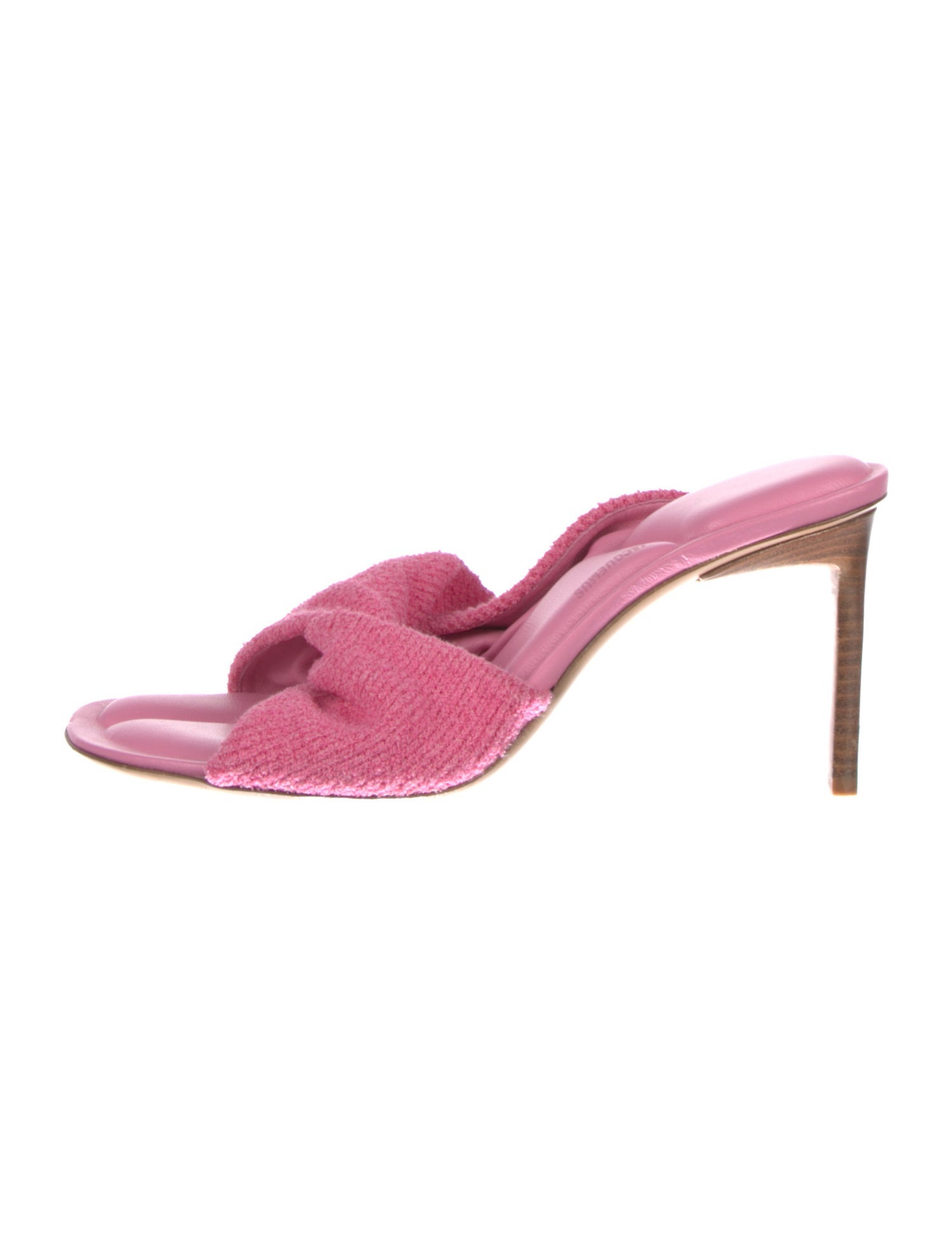 Jacquemus Terry Cloth Leather Trim Embellishment Slides