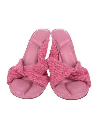 Jacquemus Terry Cloth Leather Trim Embellishment Slides