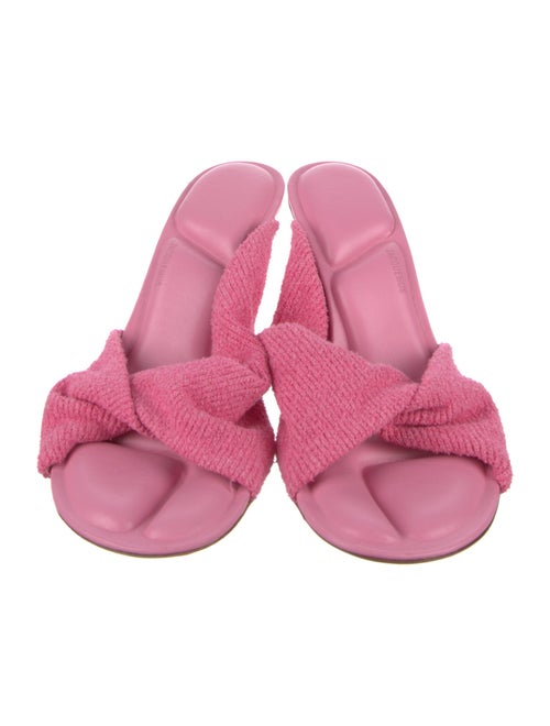 Jacquemus Terry Cloth Leather Trim Embellishment Slides