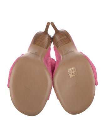 Jacquemus Terry Cloth Leather Trim Embellishment Slides