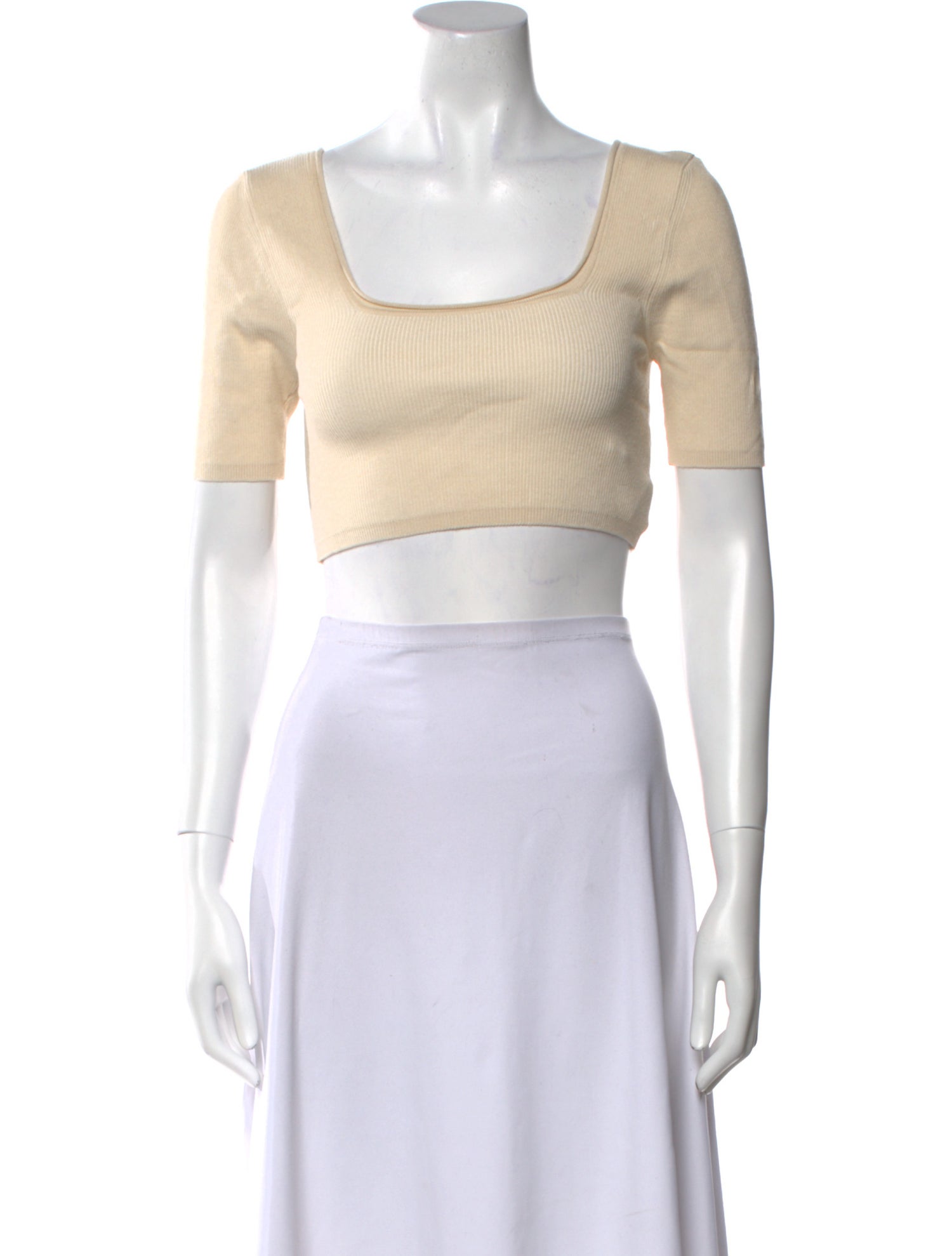 Jacquemus Square Neckline Short Sleeve Crop Top