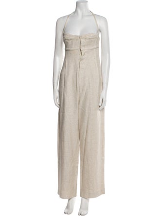 Jacquemus Linen Square Neckline Jumpsuit