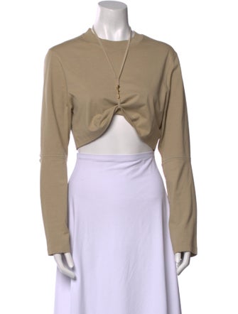 Jacquemus Mock Neck Long Sleeve Crop Top