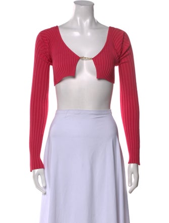 Jacquemus V-Neck Long Sleeve Crop Top