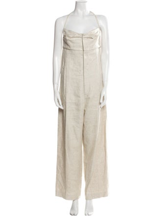 Jacquemus Linen Scoop Neck Jumpsuit