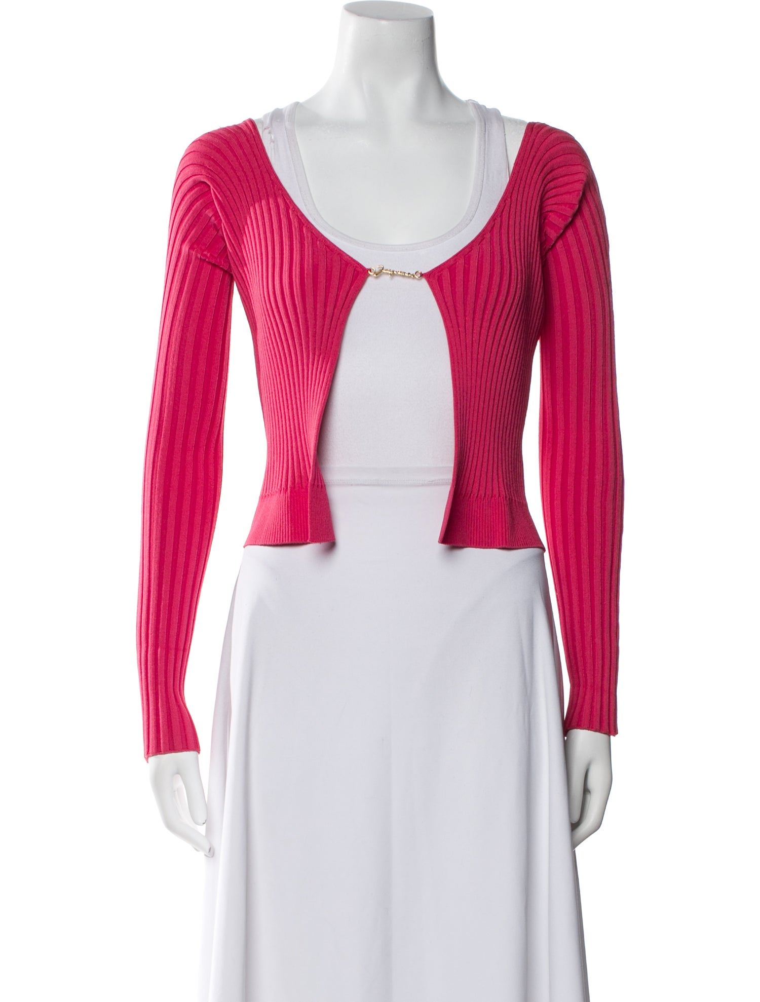 Jacquemus Scoop Neck Long Sleeve Crop Top